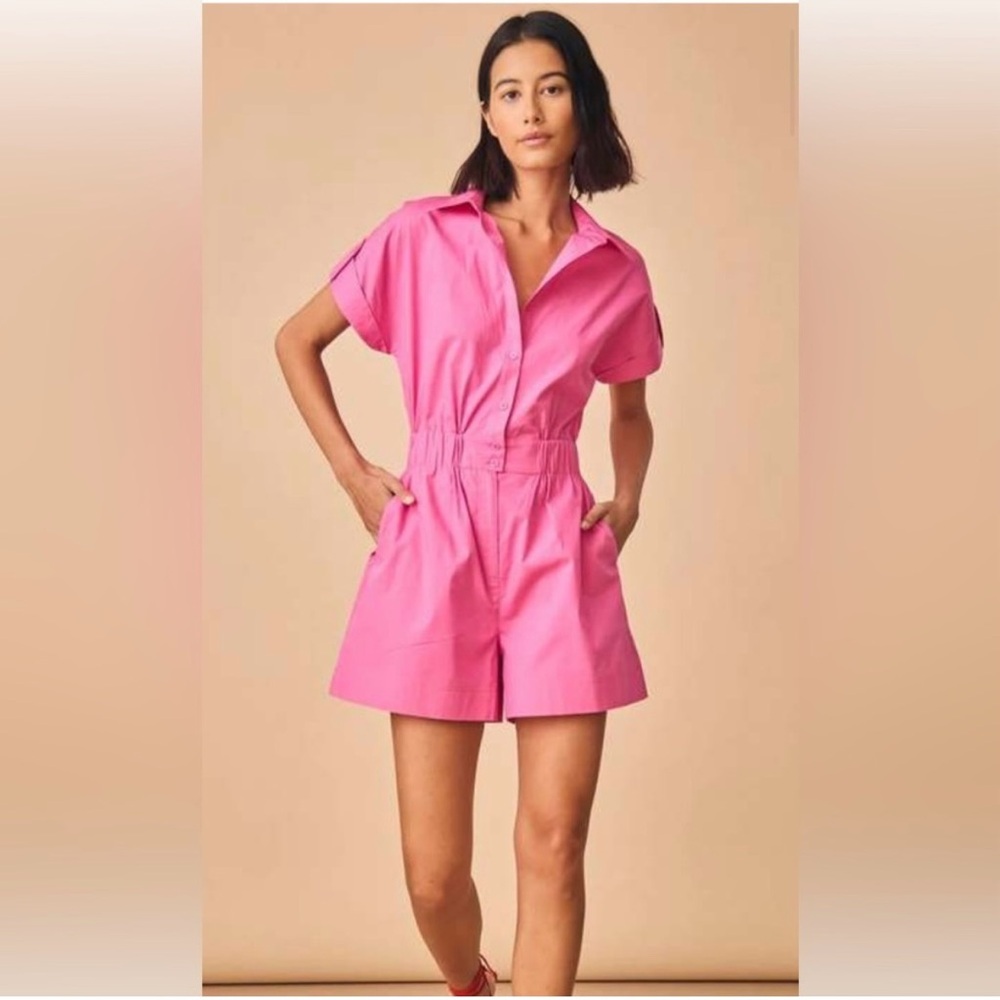 NWT Hunter Bell Azalea Pink Reed Romper Size 4